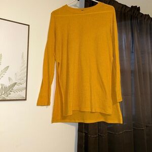 Mustard Yellow Ribbed Long Sleeve Top